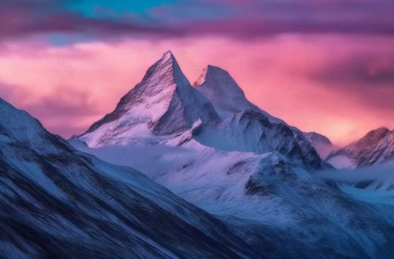 实拍晚霞下的雪山背景,高清,摄影图,摄影图片,图片大全,摄影图免费下载